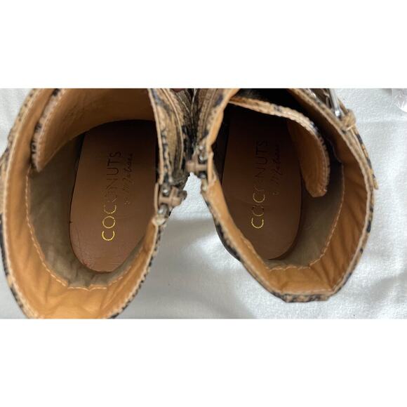 Coconuts By Matisse Helga Snakeskin Booties Brown Black Size 10 M Buckle Heels - Picture 8 of 12